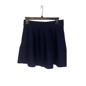 Cynthia Rowley Navy Blue Ribbed Knit Pleated Skater Skirt Women's M sweater